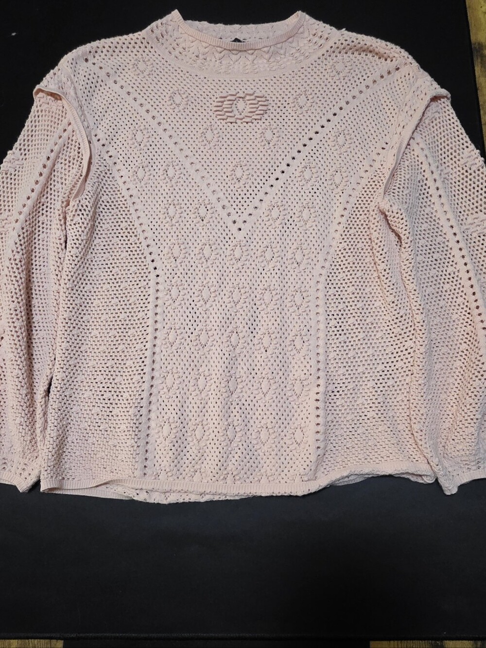 White House Black Market Light Pink Open-Knit Sweater